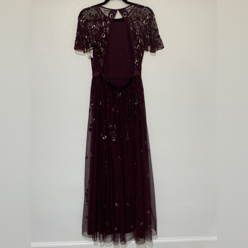 Adrianna Papell Purple Beaded Floral Tulle Gown NWT - Picture 4 of 6